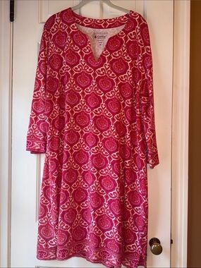 Coolibar Tunic Pink Floral 3/4 Sleeve V-Neck Sun Protection UPF 50+ XXL